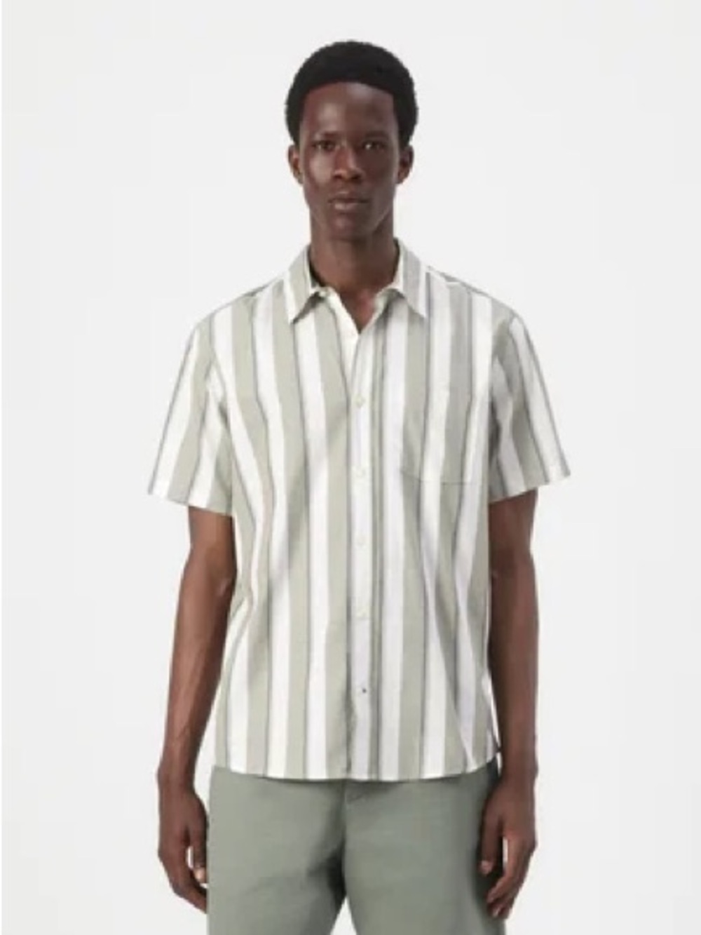 abercrombie kids Vertical Stripe Short-Sleeve Shirt - Green & White Sz 13/14